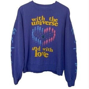 UO Coney Island Picnic Universal Love Puff Print Oversized Boyfriend Sweater SM